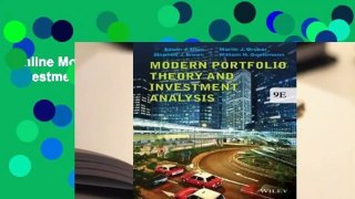 Online Modern Portfolio Theory and Investment Analysis  For Kindle