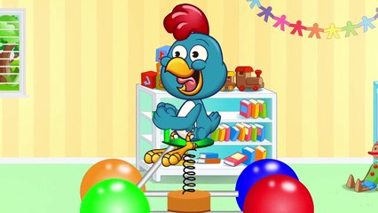 Gallina Pintadita comer chupetines de caramelo de azúcar