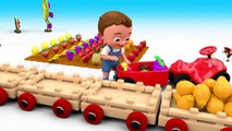 Learning Fruits Names for Children with Wooden Train Transport 3D Little Baby Kids Toddler Education