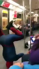 crazy Spiderman street artist show