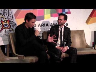 ARIA Winner: Flume talks with Robbie Buck and media backstage.