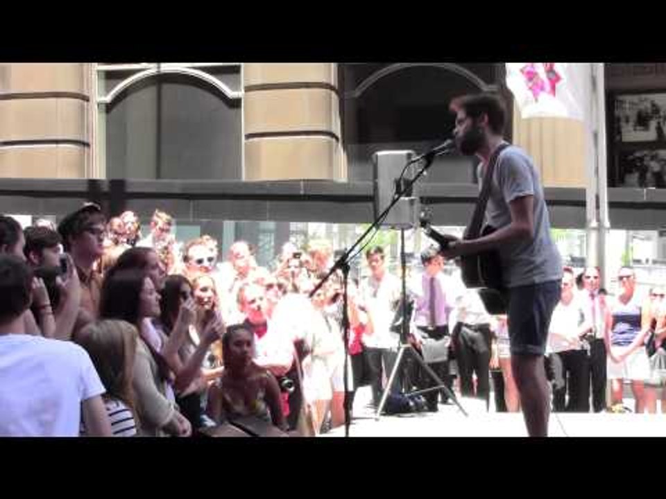 LIVE: Passenger performs "Scare Away The Dark" busking in Martin Place, Sydney