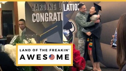 Airman Surprises Sister At Graduation After 3 Years Apart