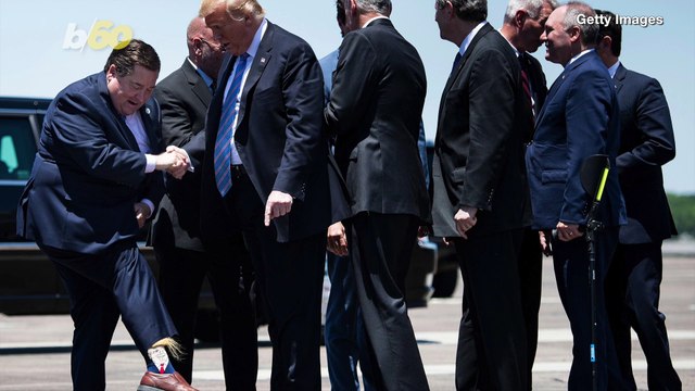 Louisiana Lt. Governor Greets POTUS with Trump-Themed Socks (Featuring Some Wild Hair)