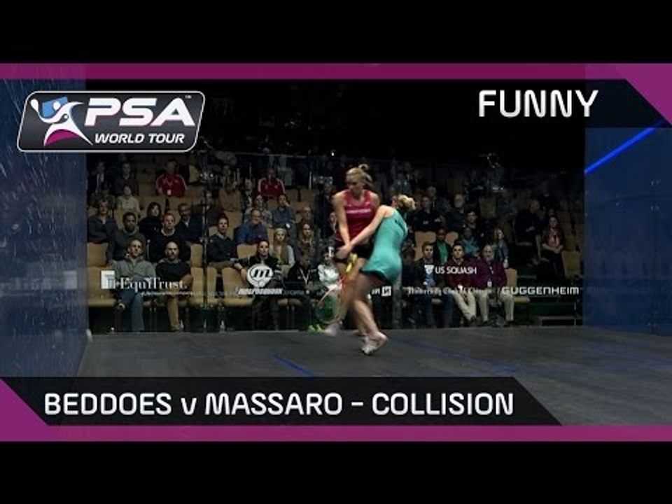 Squash: Funny: Beddoes v Massaro - Collision