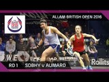 Squash: Sobhy v Aumard - Allam British Open 2016 - Women's Rd 1 Highlights