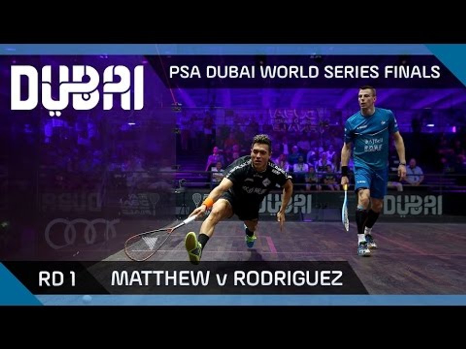 Squash: Matthew v Rodriguez - PSA Dubai World Series Finals - Men's Rd 1 Highlights