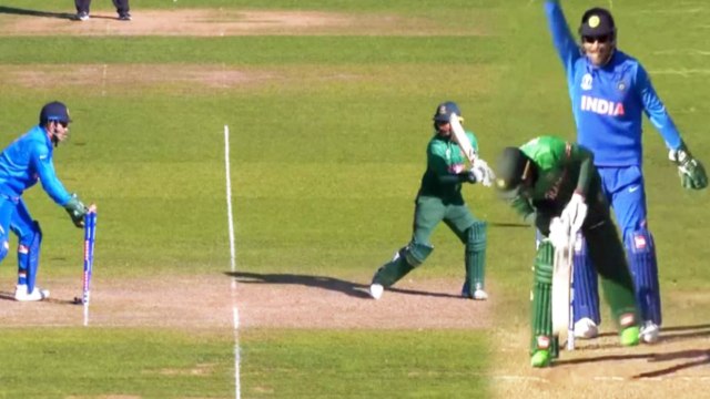 World Cup 2019 IND vs BAN: MS Dhoni stumped out Liton Das, Chahal strikes twice| वनइंडिया हिंदी