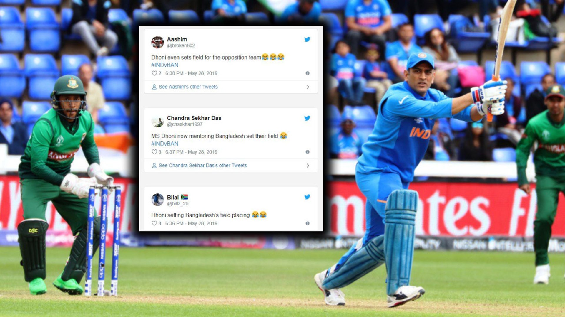 World Cup 19 Indvsban Ms Dhoni Sets The Field For Bangladesh Twitter Hails Dhoni वनइ ड य ह द Video Dailymotion
