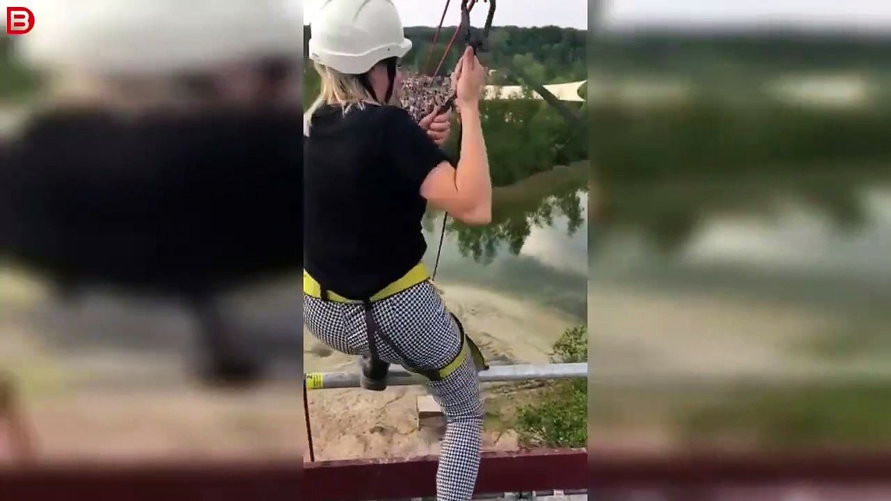 Elle fait une énorme chute en prenant une tyrolienne !