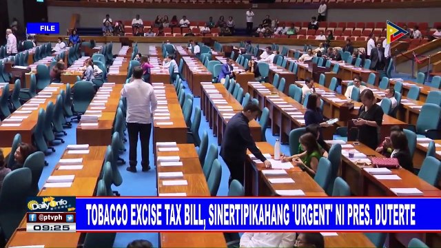 Tobacco Excise Tax Bill, sinertipikahang 'urgent' ni Pres. #Duterte