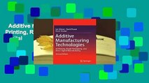 Additive Manufacturing Technologies: 3D Printing, Rapid Prototyping, and Direct Digital