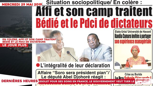 Le Titrologue du 29 Mai 2019 : En colère, Affi et son camp traitent Bédié et le PDCI de dictateurs