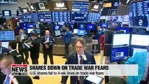 Wall St. falls 4-week low as trade tensions stoke growth fears