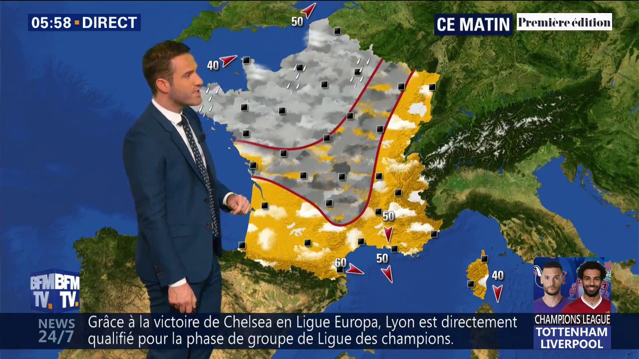 Un temps nuageux avec quelques pluies sur la moitié nord de l'Hexagone ce matin