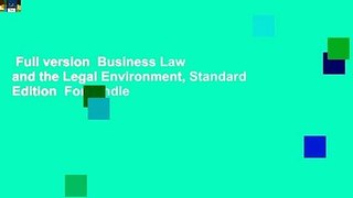 Full version  Business Law and the Legal Environment, Standard Edition  For Kindle