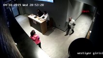 Kadına şiddet kamerada! Patrondan personele dayak
