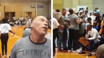 Un homme agresse Arnold Schwarzenegger en lui sautant dessus à pieds joints