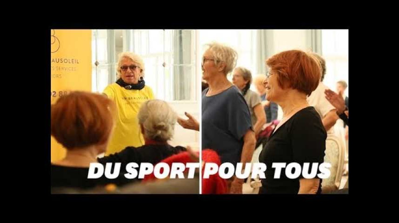 Véronique de "Gym Tonic" challenge les résidents des maisons de retraite