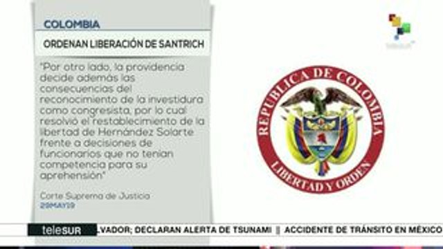 Corte Suprema de Justicia de Colombia ordena liberar a Jesús Santrich