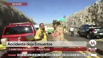 Choque en carretera Durango-Mazatlán deja 5 muertos