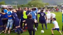 La joie des footballeurs de Dahlenheim, qui décrochent la Coupe d'Alsace