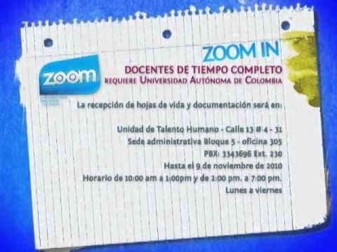 ZOOM IN DOCENTES DE TIEMPO COMPLETO requiere Universidad Autónoma de Colombia