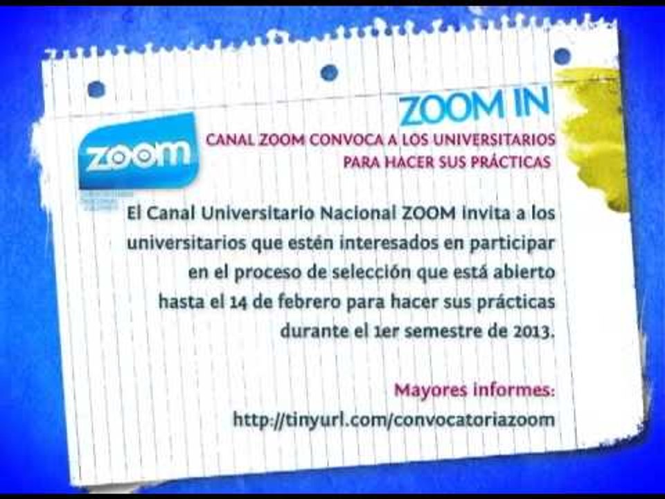 ZOOM IN   CONVOCATORIA PRACTICANTE