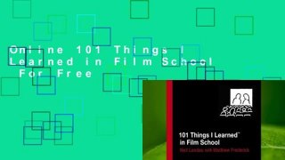 Online 101 Things I Learned in Film School  For Free
