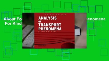 About For Books  Analysis of Transport Phenomena  For Kindle