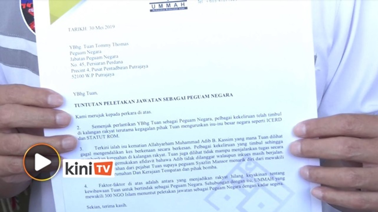Tuntut letak jawatan, Ummah baca surat untuk AG