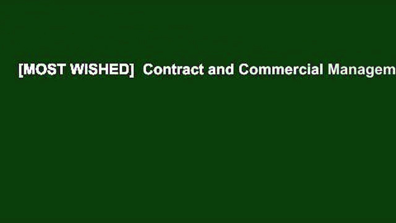 [MOST WISHED]  Contract and Commercial Management