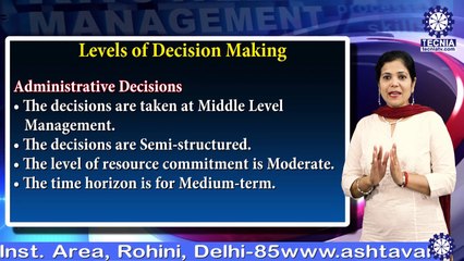 Levels of Decision Making & Facts ||  Dr. Nitu Agarwal || BBA || TIAS || TECNIA TV