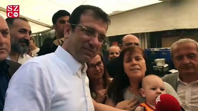 Semt pazarında keyifli diyalog: Alooo İmamoğlu sen misin?