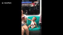 Heartwarming moment man and little girl watch 'Tom & Jerry' on train in Singapore
