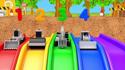 Learn Colors with Monster Construction Vehicle and Transform Tractor Magic Slide for Kids Children