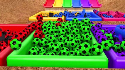 Learn Colors with Monster Construction Vehicle and Magic Surprise Egg Soccer Ball for Kid