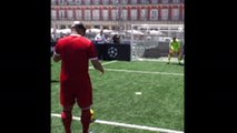 Figo, Cafu and Robert Carlos take part in blind penalty shootout