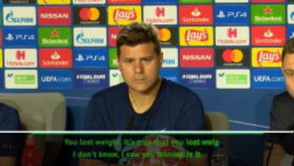 Pochettino reacts after being asked if he has lost weight