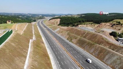 Kuzey Marmara Otoyolu'nun bayram öncesi trafiğe açılan bölümleri havadan görüntülendi