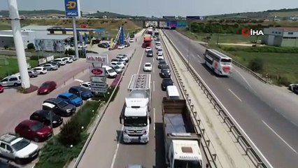 Bayram trafiği havadan görüntülendi