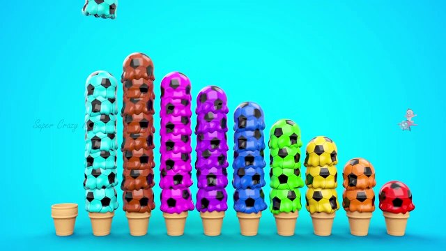 Learn Colors Numbers for Babies with Ice Cream Scoops Soccer Balls Kids Children Toddler Educational