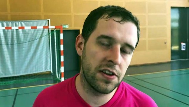 Coupe du Rhône Futsal (finale) – Guillaume PETRINI réagit après la victoire de SUD AZERGUES Futsal contre la Team BEL AIR