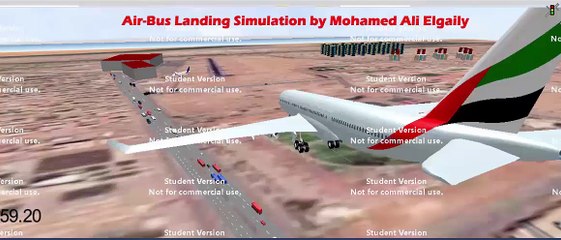 Simulation for Landing Emirates Air-Bus A330 at Khartoum Airport by PTV Vissim