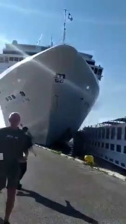 Cruise Ship Slams Into Venice Wharf