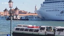 Moment cruise ship rams into tourist boat at Venice harbour