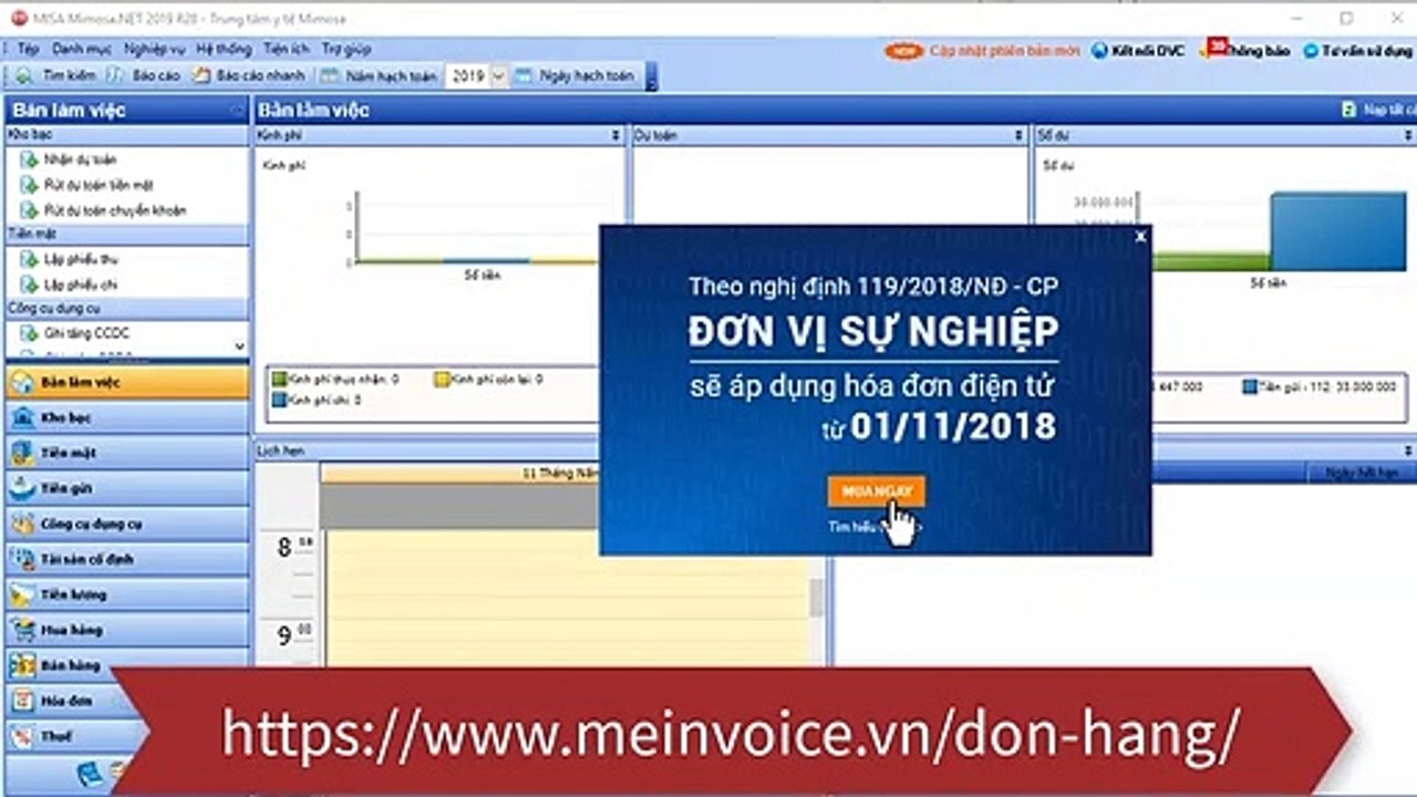 meInvoice Mimosa2019 Thiết lập kết nối đến meInvoice