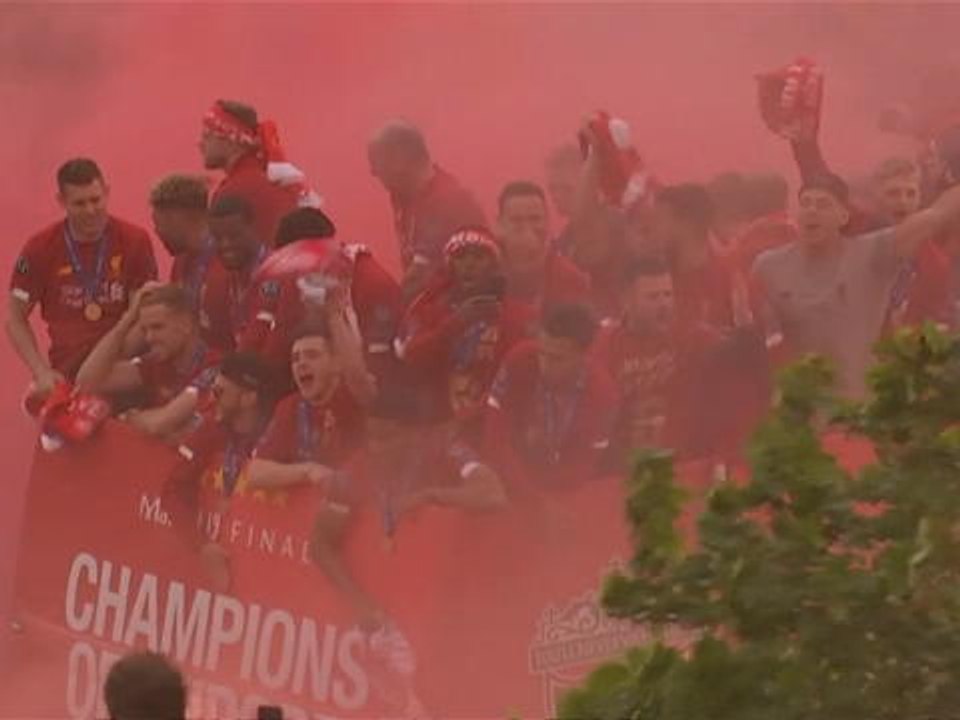 Thousands of Liverpool fans welcome home European champions