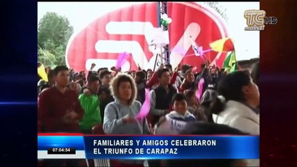 Familiares celebraron el triunfo de Richard Carapaz