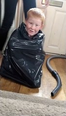 Trash Bag and a Vacuum Gives Boy the Giggles